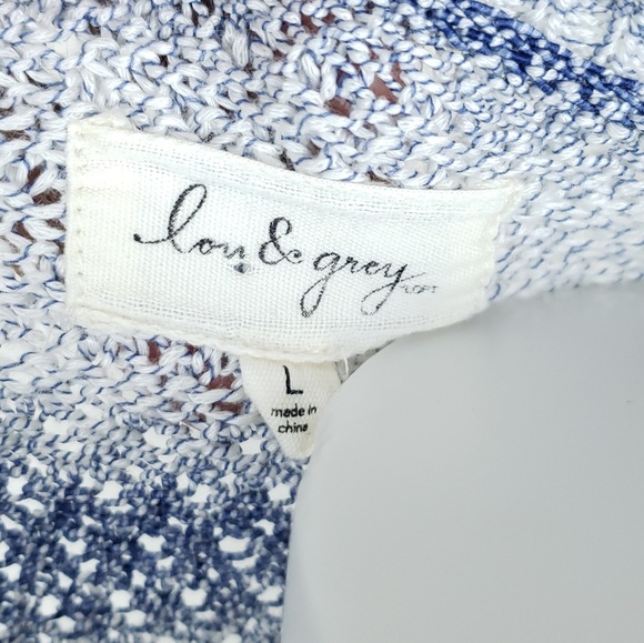 Lou & Grey Striped Sweater Size L Open Knit - Picture 7 of 8